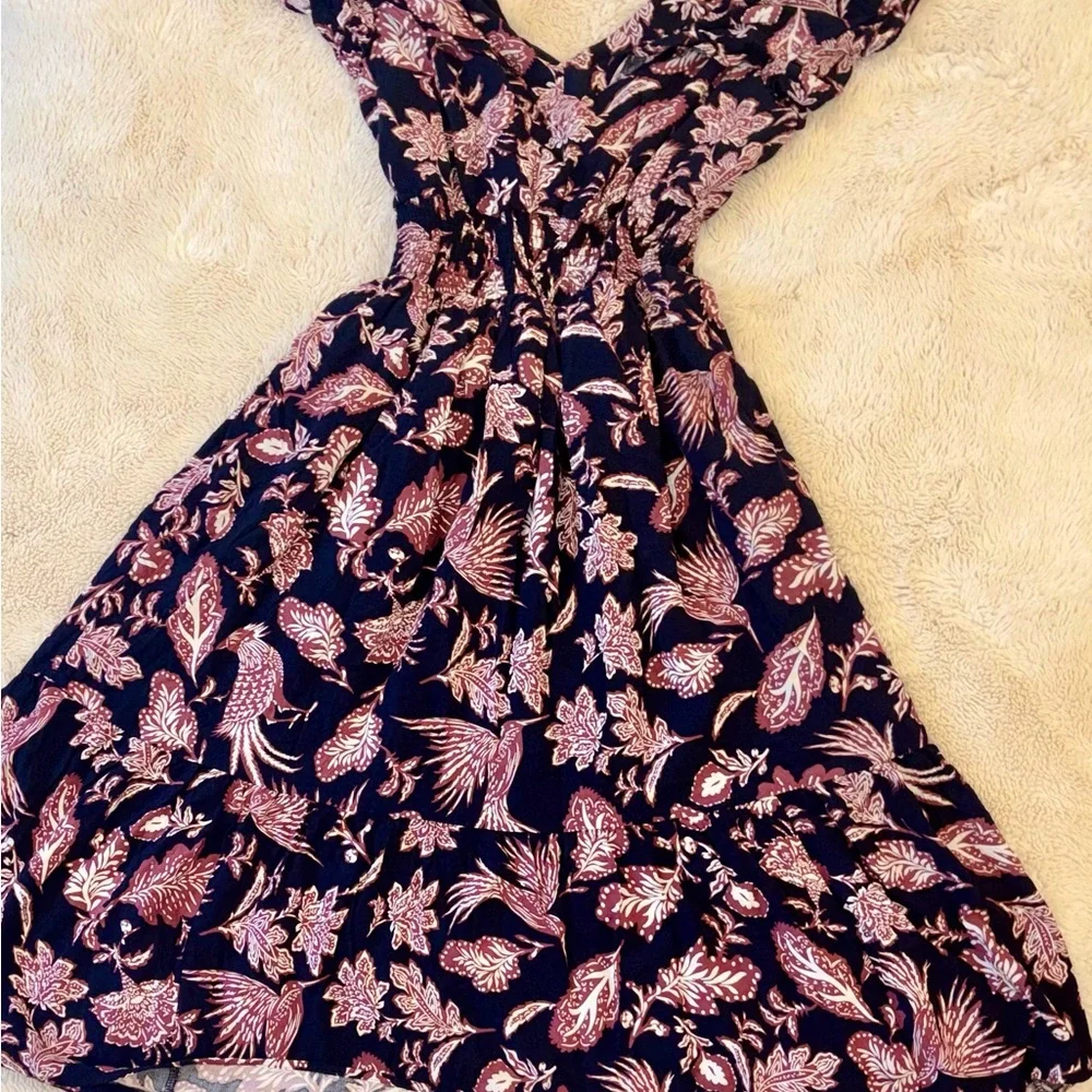 Maurices Navy and Pink Floral Midi Dress - Picture 2 of 10